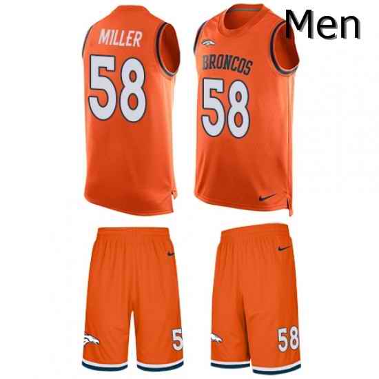 Men Nike Denver Broncos 58 Von Miller Limited Orange Tank Top Suit NFL Jersey